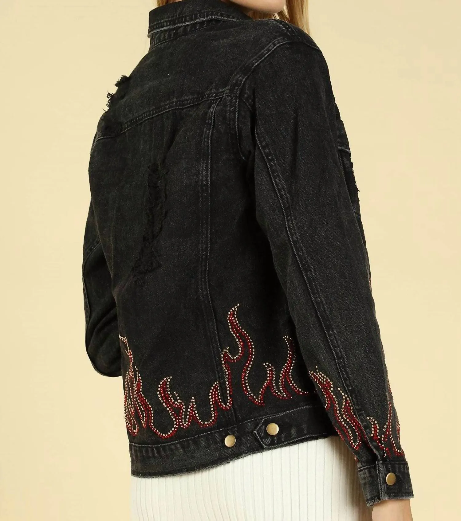 Some Like It Hot Distressed Denim Jacket In Vintage Black