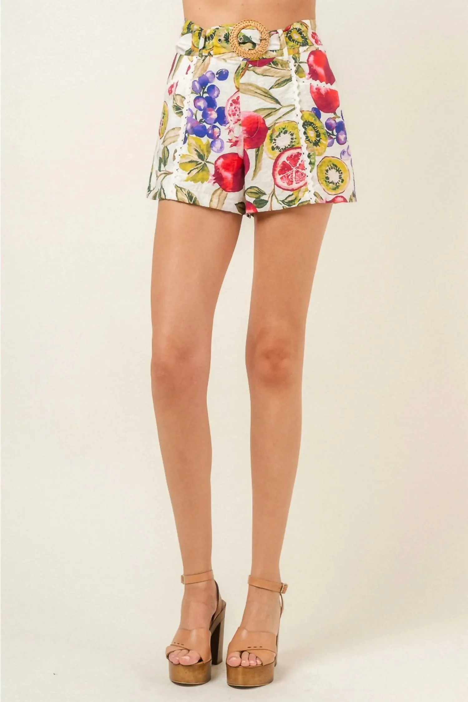 Summer Fruit Shorts In Ivory Multi