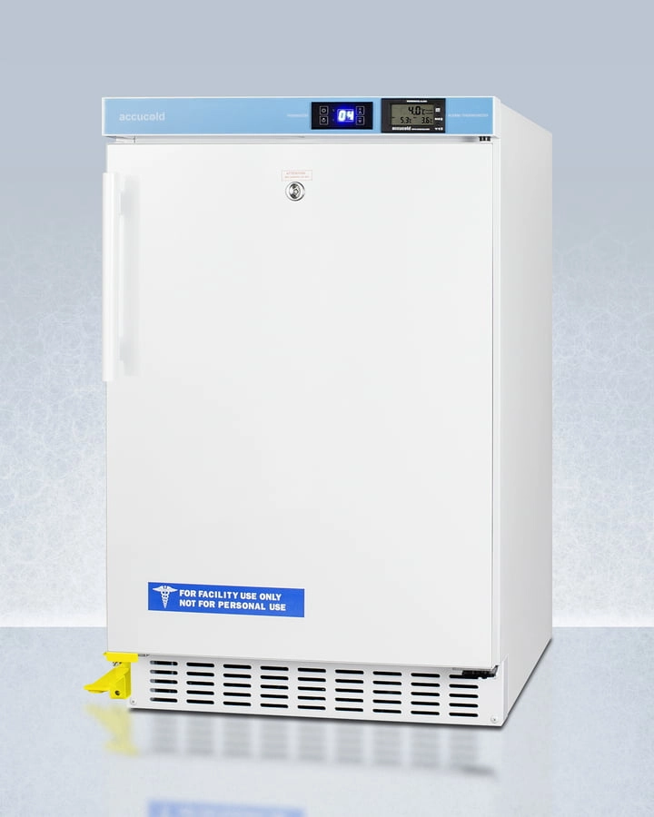 Summit ACR45LSTO Pharmacy Series Ada Compliant 20" Wide Built-In Undercounter All-Refrigerator For Vaccine Storage, Frost-Free With Step-To-Open Door Pedal, Internal Fan, External Digital Controls And Thermometer, And Lock