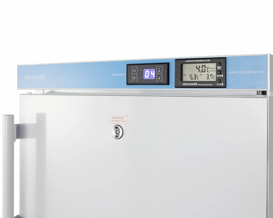 Summit ACR45LSTO Pharmacy Series Ada Compliant 20" Wide Built-In Undercounter All-Refrigerator For Vaccine Storage, Frost-Free With Step-To-Open Door Pedal, Internal Fan, External Digital Controls And Thermometer, And Lock