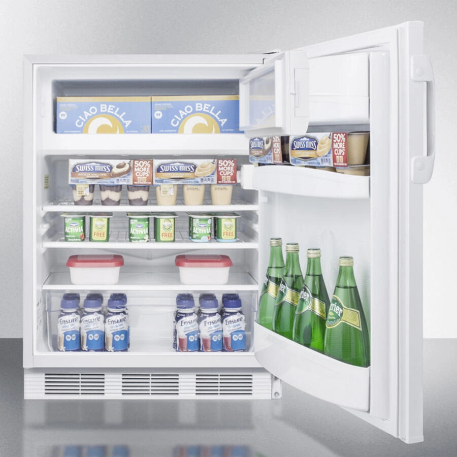 Summit AL650L Freestanding Ada Compliant Refrigerator-Freezer For General Purpose Use, With Dual Evaporator Cooling, Cycle Defrost, Lock, And White Exterior