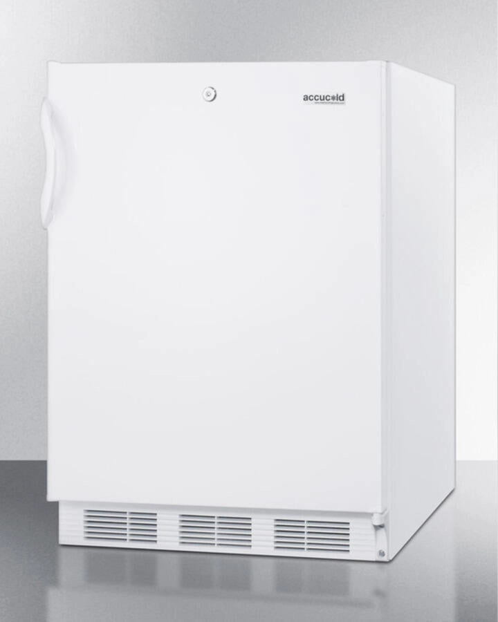 Summit AL650L Freestanding Ada Compliant Refrigerator-Freezer For General Purpose Use, With Dual Evaporator Cooling, Cycle Defrost, Lock, And White Exterior