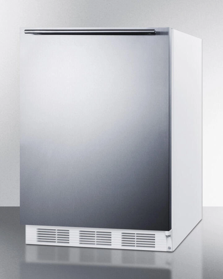Summit AL650SSHH Freestanding Ada Compliant Refrigerator-Freezer For General Purpose Use, W/Dual Evaporator Cooling, Cycle Defrost, Ss Door, Horizontal Handle, White Cabinet