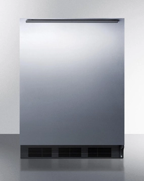 Summit AL652BBISSHH Built-In Undercounter Ada Compliant Refrigerator-Freezer For General Purpose Use, W/Dual Evaporator Cooling, Ss Door, Horizontal Handle, And Black Cabinet Undercounter Refrigerators 24 inch undercounter fridge for kitchen