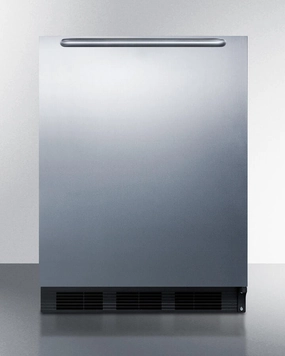 Summit AR5S 24 Inch Wide Ada Compliant Built-In Undercounter All-Refrigerator For Residential Use, Auto Defrost With Stainless Steel Wrapped Door, Horizontally Mounted Towel Bar Handle, And Black Cabinet Undercounter Refrigerators 24 inch undercounter frid