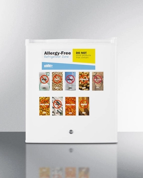 Summit AZAR27W Commercially Approved Compact All-Refrigerator In White, Designed To Serve As An Allergy-Free Storage Zone, With Digital Thermostat, Keyed Lock, And A Set Of Allergy Warning Magnets Undercounter Refrigerators 24 inch undercounter fridge for 