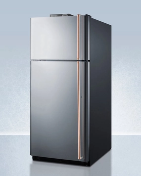 Summit BKRF18PLCPLHD 18 Cu.Ft. Break Room Refrigerator-Freezer With Pure Copper Handles, Factory-Installed Nist Calibrated Alarm/Thermometers, And Left Hand Door Swing Freestanding Refrigerators freestanding fridge freezer combo