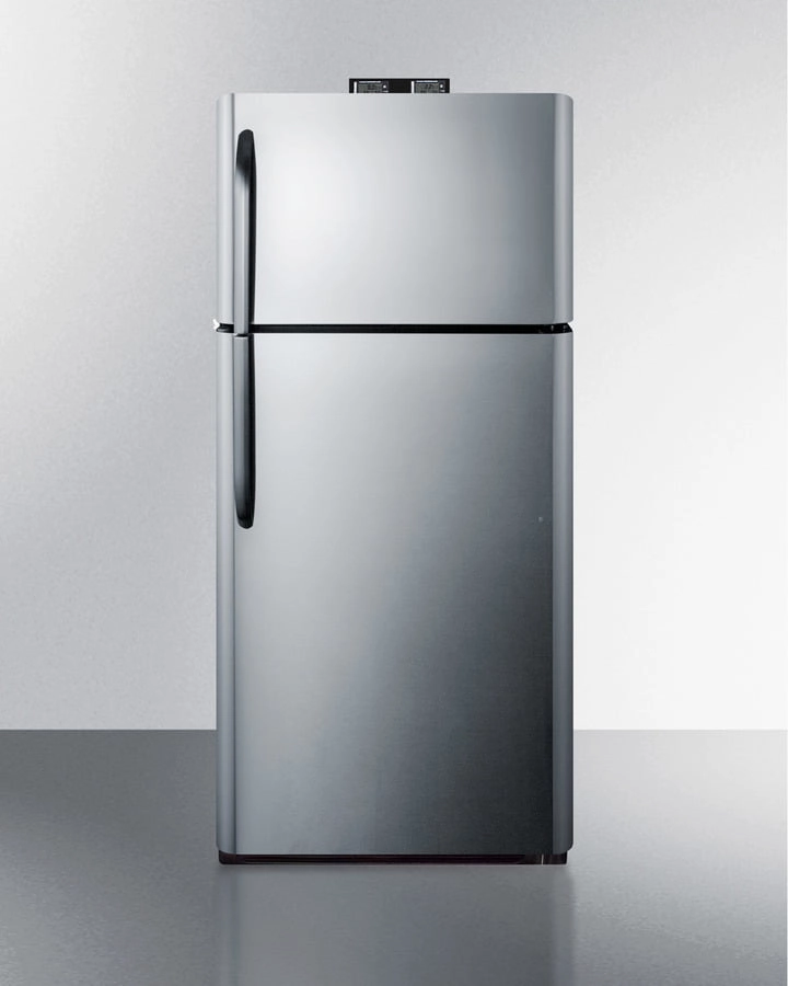 Summit BKRF18SS 18 Cu.Ft. Break Room Refrigerator-Freezer With Stainless Steel Doors And Nist Calibrated Alarm/Thermometers Freestanding Refrigerators freestanding fridge freezer combo