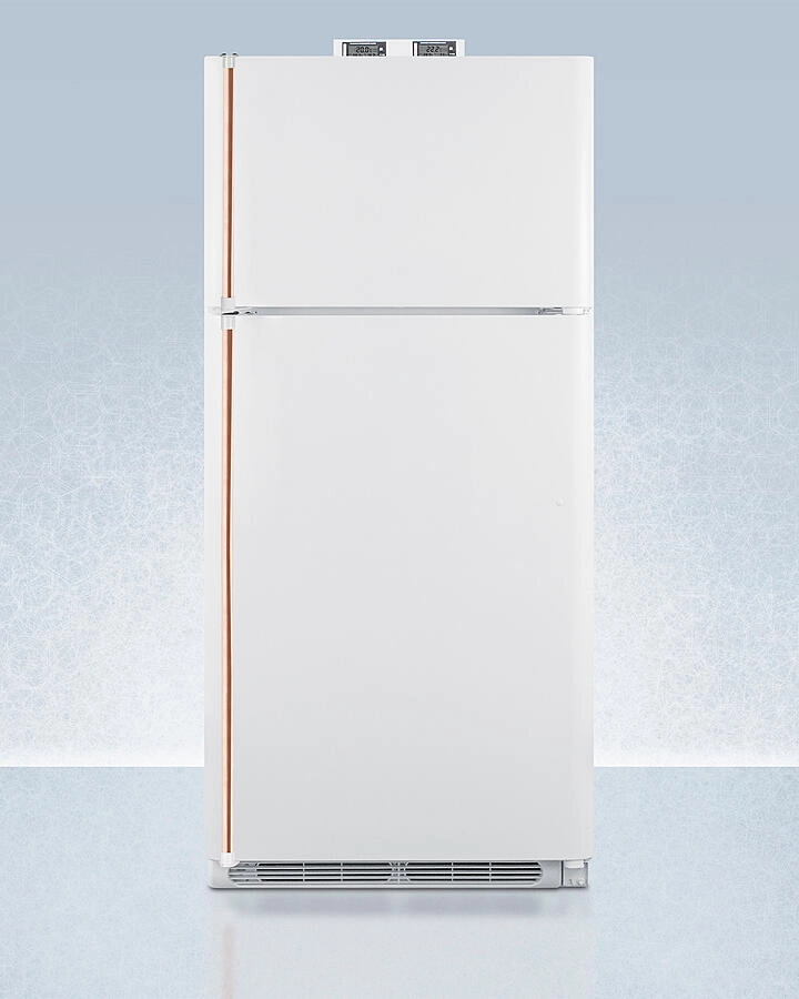 Summit BKRF18WCP 18 Cu.Ft. Break Room Refrigerator-Freezer In White With Pure Copper Handles And Nist Calibrated Alarm/Thermometers Freestanding Refrigerators freestanding fridge freezer combo