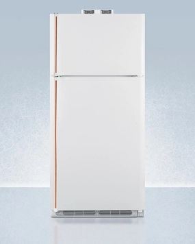 Summit BKRF18WCP 18 Cu.Ft. Break Room Refrigerator-Freezer In White With Pure Copper Handles And Nist Calibrated Alarm/Thermometers Freestanding Refrigerators freestanding fridge freezer combo