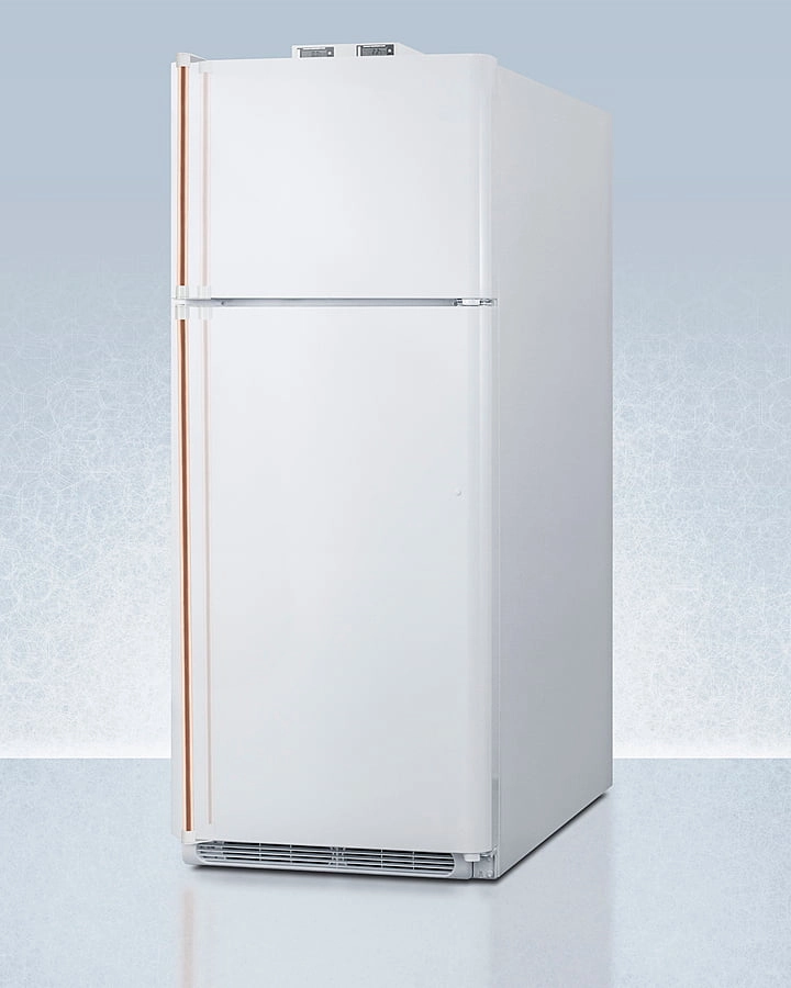 Summit BKRF18WCP 18 Cu.Ft. Break Room Refrigerator-Freezer In White With Pure Copper Handles And Nist Calibrated Alarm/Thermometers