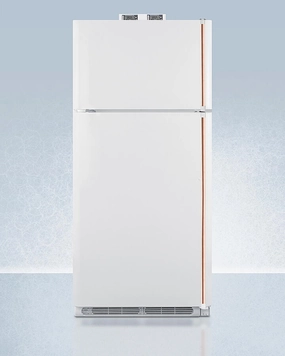 Summit BKRF18WCPLHD 18 Cu.Ft. Break Room Refrigerator-Freezer In White With Pure Copper Handles And Nist Calibrated Alarm/Thermometers Freestanding Refrigerators freestanding fridge freezer combo