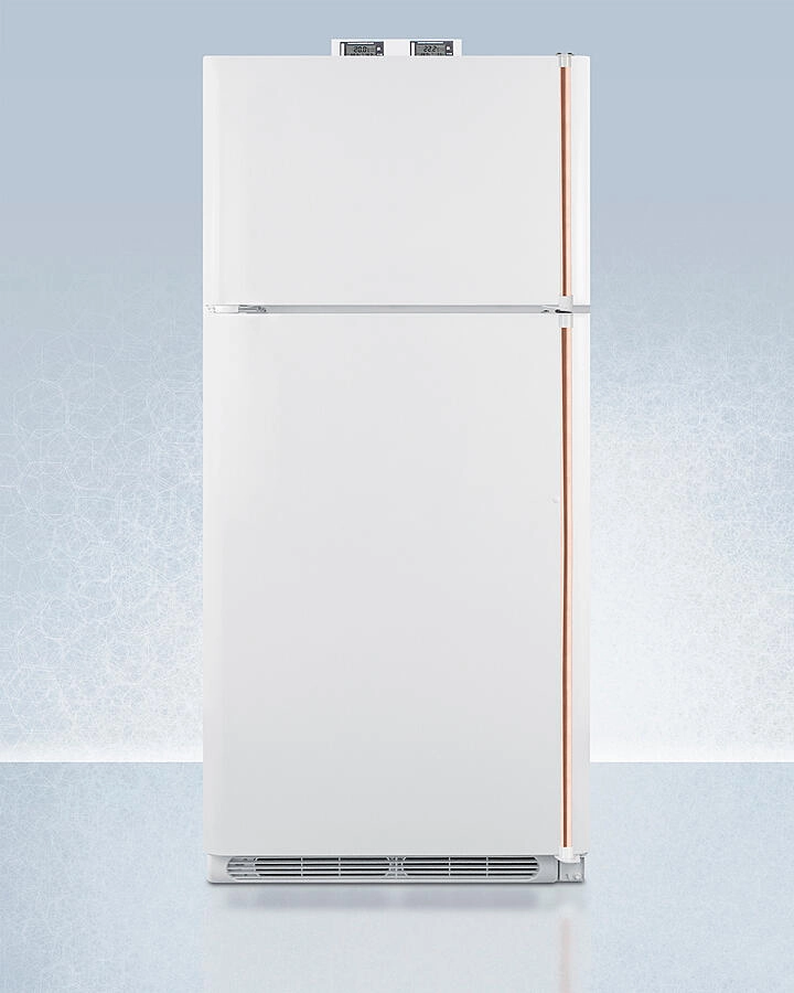 Summit BKRF18WCPLHD 18 Cu.Ft. Break Room Refrigerator-Freezer In White With Pure Copper Handles And Nist Calibrated Alarm/Thermometers Freestanding Refrigerators freestanding fridge freezer combo