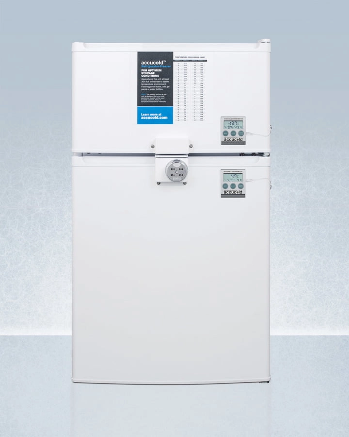 Summit CP351WLLF2PLUS2ADA Ada Height Two-Door Cycle Defrost Refrigerator-Freezer With Combination Lock And Nist Calibrated Thermometers Undercounter Refrigerators 24 inch undercounter fridge for kitchen