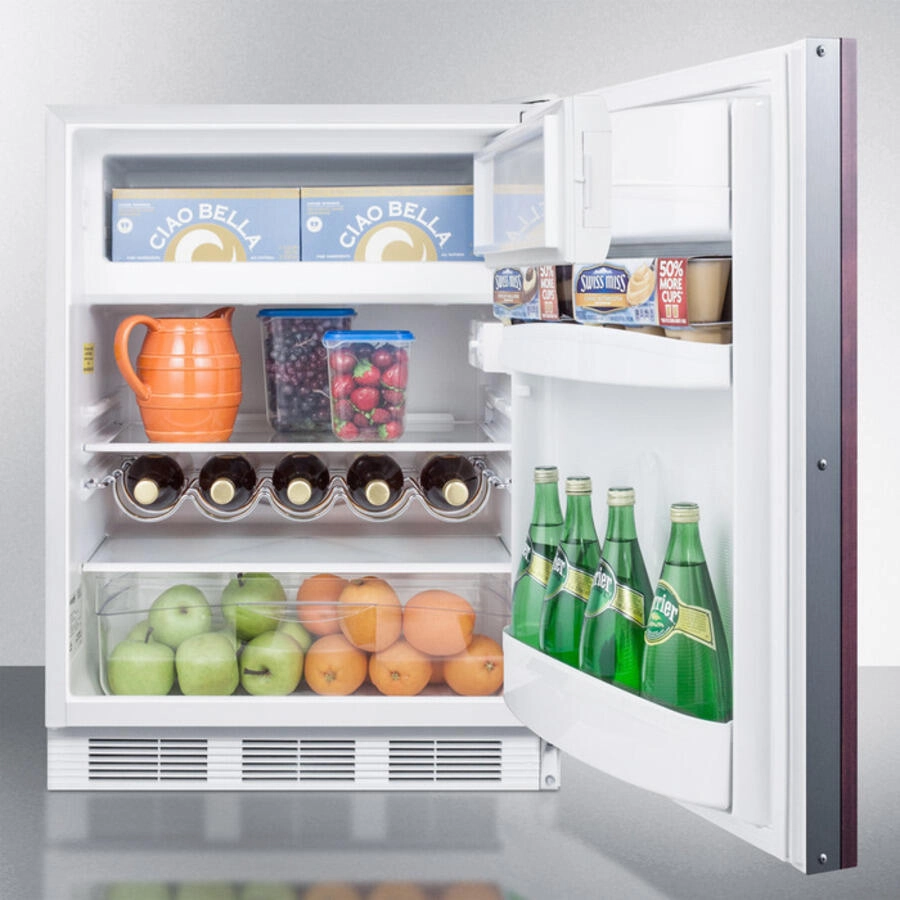 Summit CT661BIIFADA Ada Compliant Built-In Undercounter Refrigerator-Freezer For Residential Use, Cycle Defrost With Deluxe Interior, Panel-Ready Door, And White Cabinet