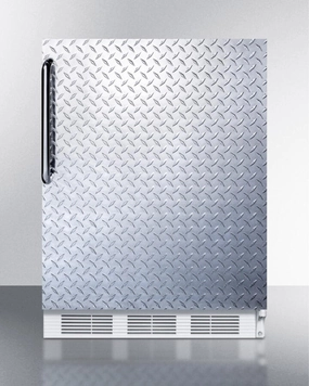 Summit CT661DPL Freestanding Counter Height Refrigerator-Freezer For Residential Use, Cycle Defrost With A Diamond Plate Wrapped Door, Towel Bar Handle, And White Cabinet Undercounter Refrigerators 24 inch undercounter fridge for kitchen