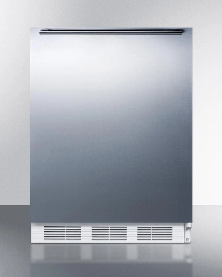 Summit CT661SSHH Freestanding Counter Height Refrigerator-Freezer For Residential Use, Cycle Defrost With A Stainless Steel Wrapped Door, Towel Bar Handle, And White Cabinet Undercounter Refrigerators 24 inch undercounter fridge for kitchen