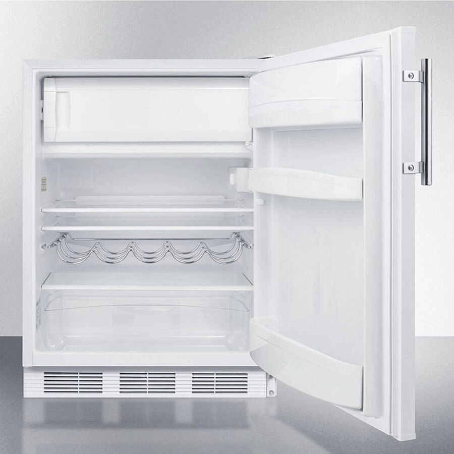 Summit CT661WBI Built-In Undercounter Refrigerator-Freezer For Residential Use, Cycle Defrost With A Deluxe Interior And White Exterior Finish