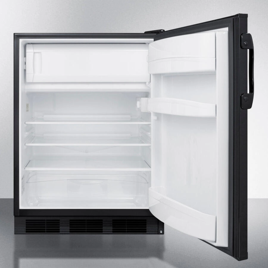 Summit CT66BBIADA Built-In Undercounter Ada Compliant Refrigerator-Freezer For General Purpose Use, With Dual Evaporator Cooling, Cycle Defrost, And Black Exterior