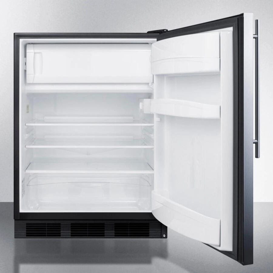 Summit CT66BSSHV Freestanding Refrigerator-Freezer For General Purpose Use, With Dual Evaporator Cooling, Cycle Defrost, Ss Door, Thin Handle And Black Cabinet
