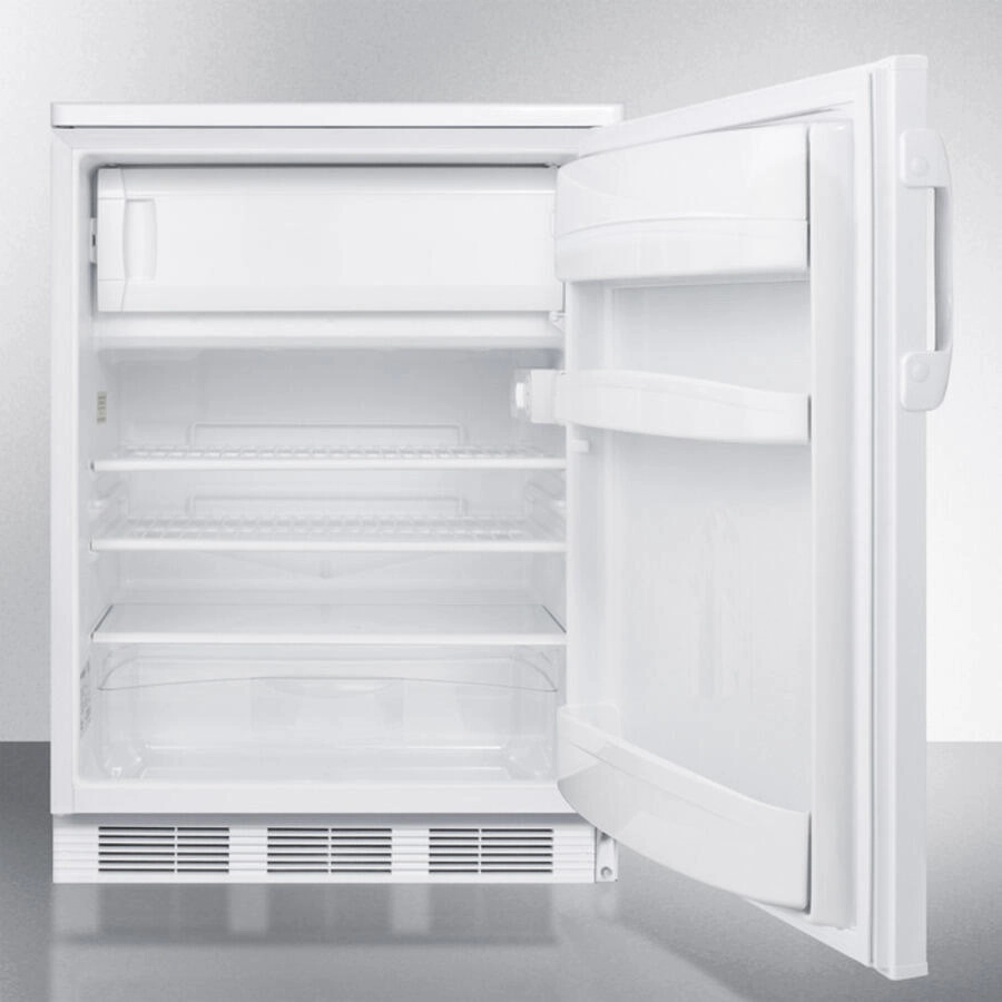 Summit CT66L Freestanding Refrigerator-Freezer For General Purpose Use, With Lock, Dual Evaporator Cooling, Cycle Defrost, And White Exterior