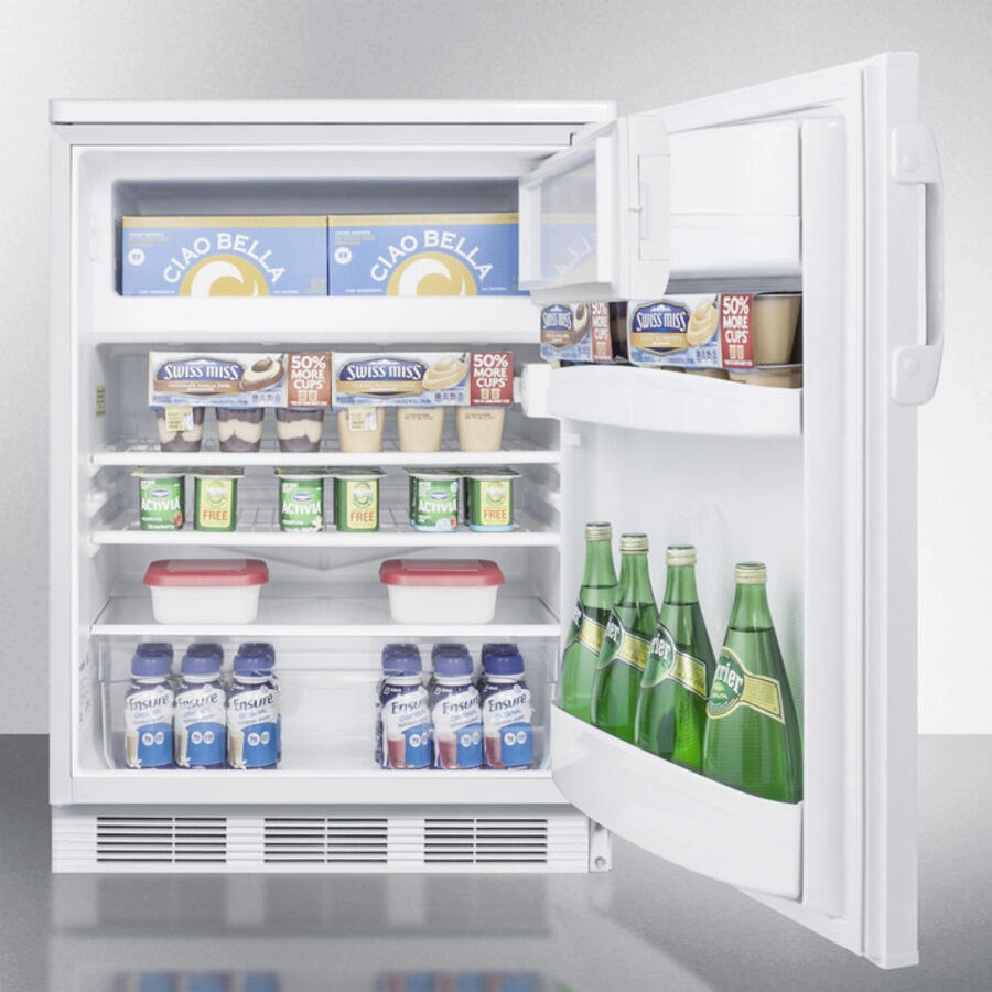 Summit CT66L Freestanding Refrigerator-Freezer For General Purpose Use, With Lock, Dual Evaporator Cooling, Cycle Defrost, And White Exterior