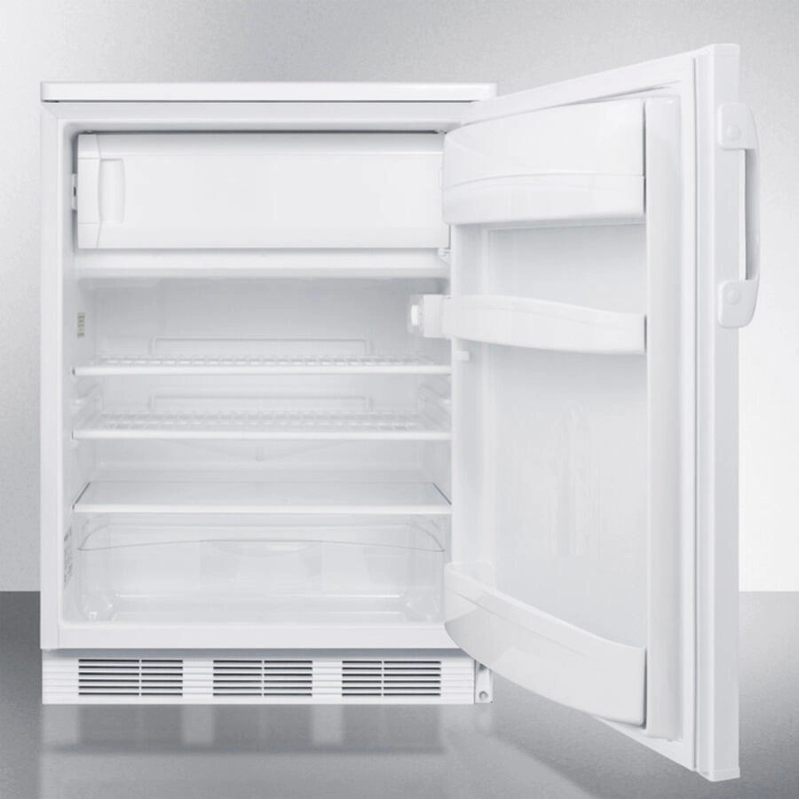 Summit CT66LBI Built-In Undercounter Refrigerator-Freezer For General Purpose Use, With Lock, Dual Evaporator Cooling, Cycle Defrost, And White Exterior