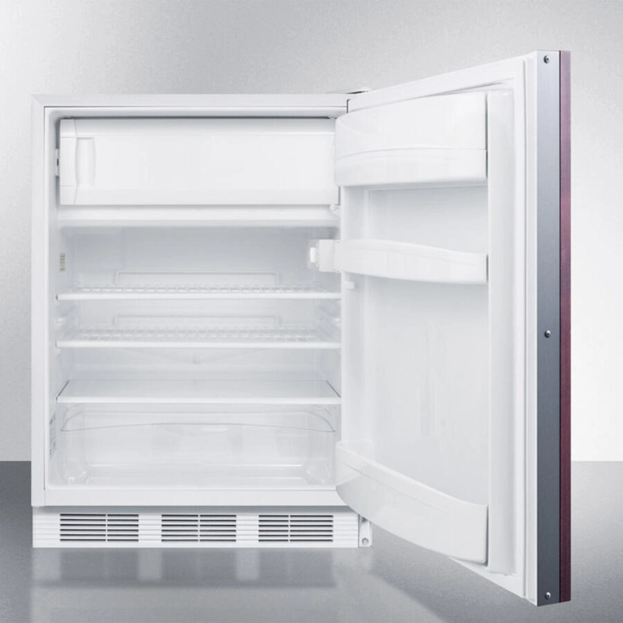 Summit CT66LBIIFADA Built-In Undercounter Ada Compliant Refrigerator-Freezer For General Purpose Use, Cycle Defrost W/Dual Evaporators, Panel-Ready Door, Lock, And White Cabinet