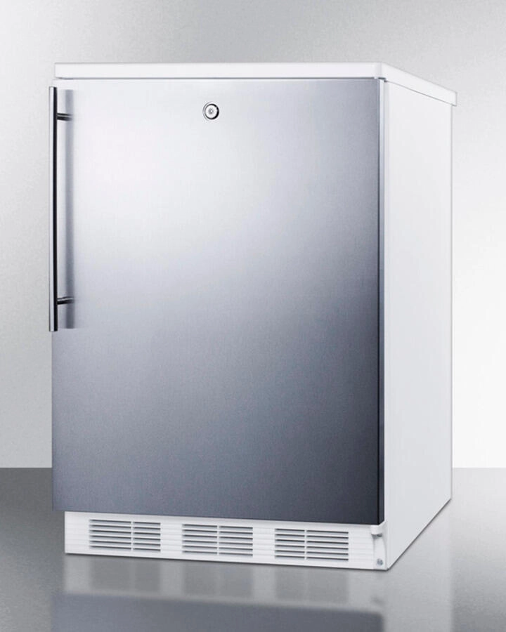 Summit CT66LSSHV Freestanding Refrigerator-Freezer For General Purpose Use, With Dual Evaporator Cooling, Cycle Defrost, Lock, Ss Door, Thin Handle And White Cabinet