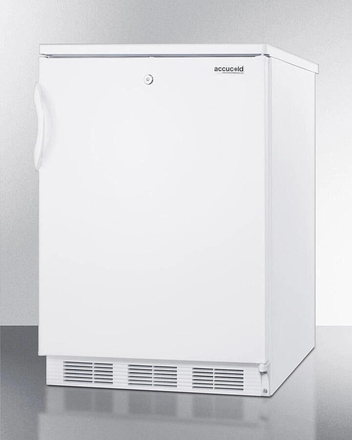 Summit CT66LWBI Built-In Undercounter Refrigerator-Freezer For General Purpose Use, With Lock, Dual Evaporator Cooling, Cycle Defrost, And White Exterior