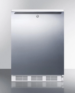 Summit CT66LWBISSHH Built-In Undercounter Refrigerator-Freezer For General Purpose Use, With Dual Evaporator Cooling, Ss Door, Lock, Horizontal Handle And White Cabinet Undercounter Refrigerators 24 inch undercounter fridge for kitchen