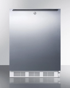Summit CT66LWBISSHHADA Built-In Undercounter Ada Compliant Refrigerator-Freezer For General Purpose Use, W/Dual Evaporator Cooling, Lock, Ss Door, Horizontal Handle, White Cabinet Undercounter Refrigerators 24 inch undercounter fridge for kitchen