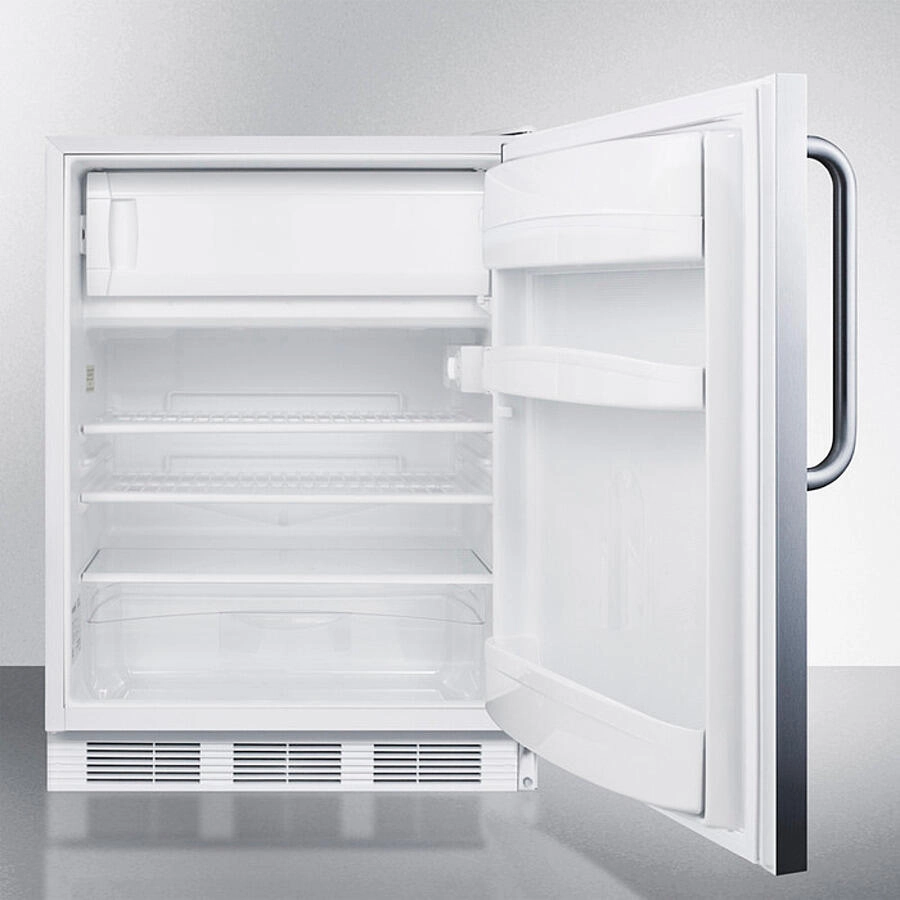 Summit CT66LWCSS Built-In Undercounter Refrigerator-Freezer For General Purpose Use, With Dual Evaporator Cooling, Cycle Defrost, Fully Wrapped Ss Exterior, And Lock
