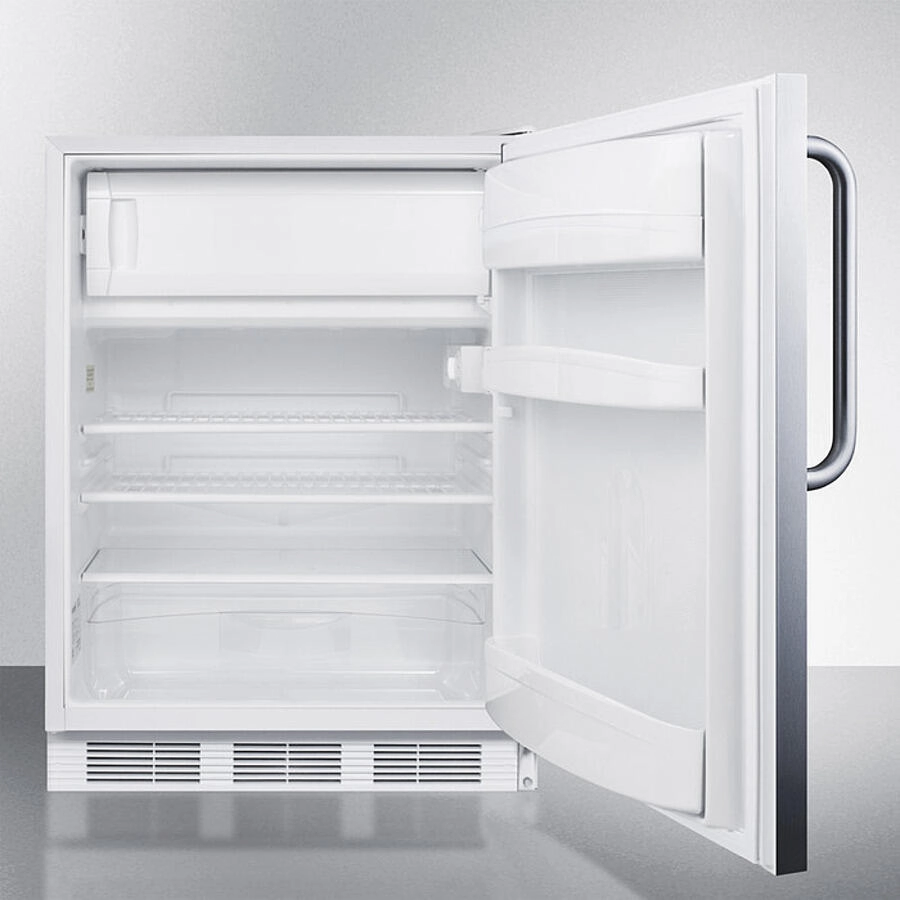 Summit CT66LWCSSADA Built-In Undercounter Ada Compliant Refrigerator-Freezer For General Purpose Use, W/Dual Evaporator Cooling, Cycle Defrost, Lock, And Ss Exterior