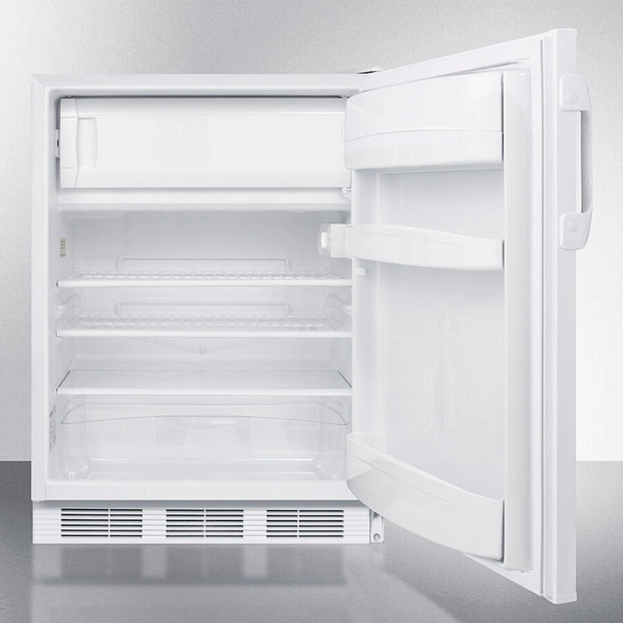 Summit CT66WBI Built-In Undercounter Refrigerator-Freezer For General Purpose Use, With Dual Evaporator Cooling, Cycle Defrost, And White Exterior