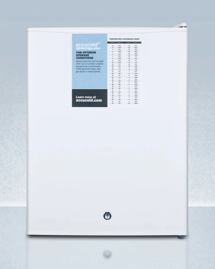 Summit FF28LWHPRO Compact Auto Defrost All-Refrigerator With Digital Thermostat, Internal Fan, Front Lock, And Probe Hole For User-Installed Monitoring Equipment Undercounter Refrigerators 24 inch undercounter fridge for kitchen