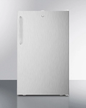 Summit FF511LBISSTB 20" Wide Built-In Undercounter All-Refrigerator For General Purpose Use, Auto Defrost With A Lock, Stainless Steel Door, Towel Bar Handle And White Cabinet Undercounter Refrigerators 24 inch undercounter fridge for kitchen