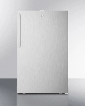 Summit FF511LSSHV 20" Wide Counter Height All-Refrigerator, Auto Defrost With A Lock, Stainless Steel Door, Thin Handle, And White Cabinet Undercounter Refrigerators 24 inch undercounter fridge for kitchen