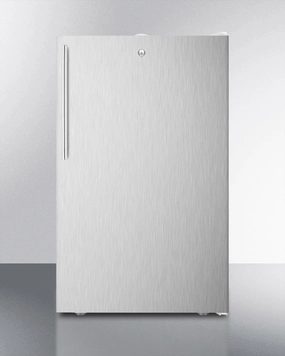 Summit FF511LSSHVADA Ada Compliant 20" Wide Counter Height All-Refrigerator, Auto Defrost With A Lock, Stainless Steel Door, Thin Handle, And White Cabinet Undercounter Refrigerators 24 inch undercounter fridge for kitchen