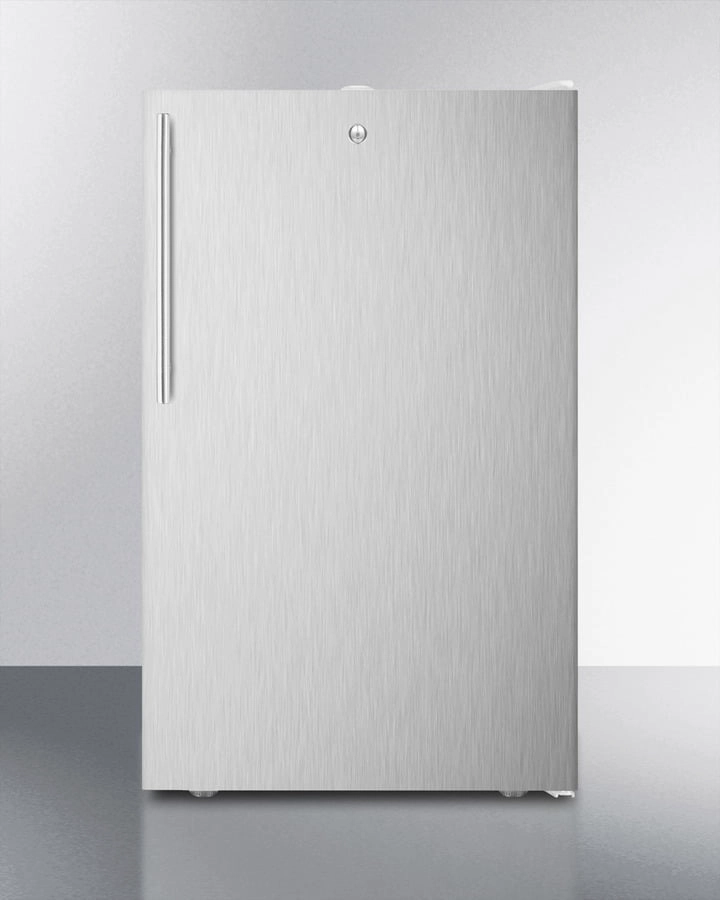 Summit FF511LSSHVADA Ada Compliant 20" Wide Counter Height All-Refrigerator, Auto Defrost With A Lock, Stainless Steel Door, Thin Handle, And White Cabinet Undercounter Refrigerators 24 inch undercounter fridge for kitchen