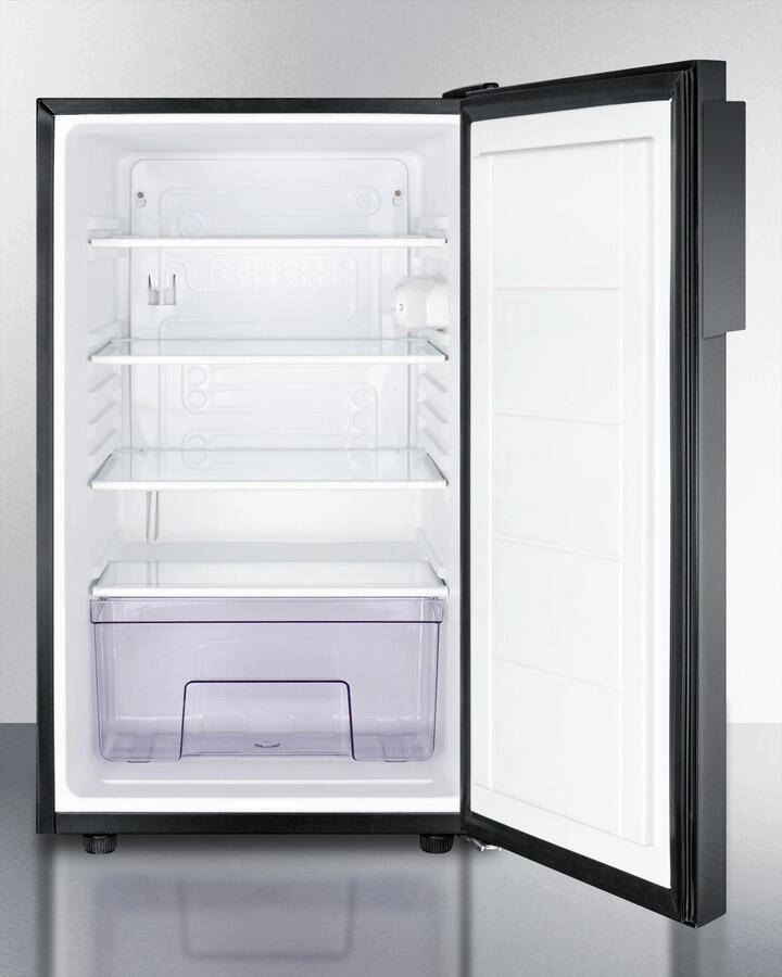 Summit FF521BLADA Ada Compliant 20" Wide Counter Height All-Refrigerator For General Purpose Use, Auto Defrost With A Lock And Black Exterior