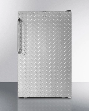 Summit FF521BLBI7DPLADA Commercially Listed Ada Compliant 20" Wide Built-In Undercounter All-Refrigerator, Auto Defrost With A Lock, Diamond Plate Wrapped Door And Black Cabinet Undercounter Refrigerators 24 inch undercounter fridge for kitchen