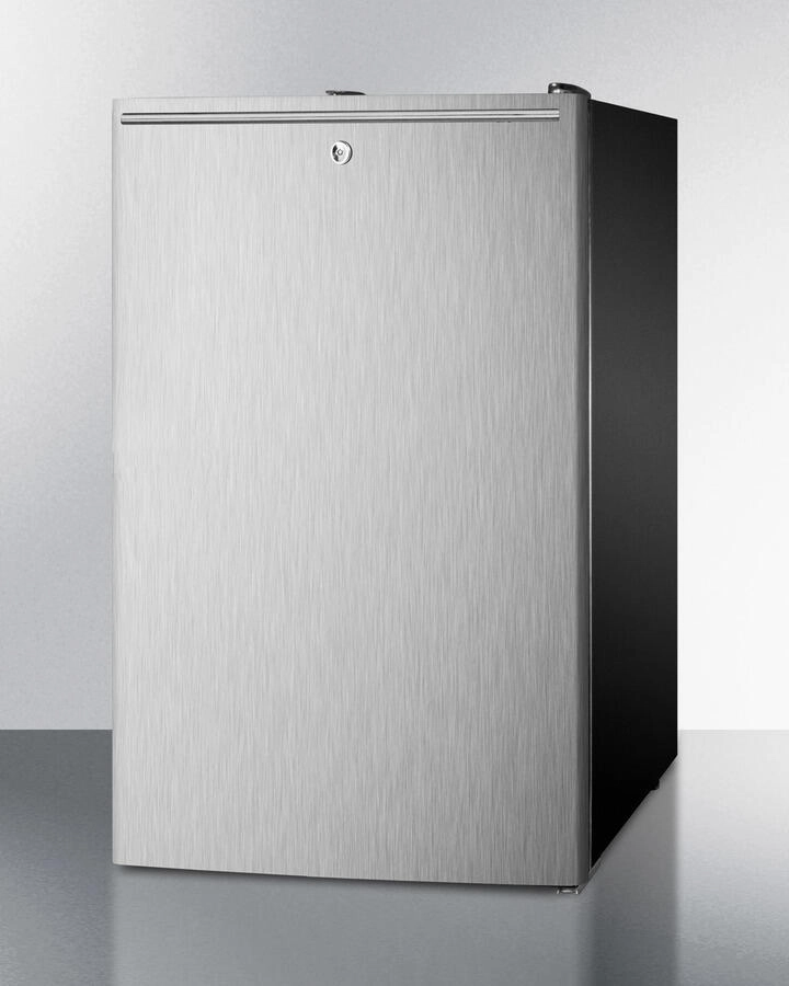 Summit FF521BLSSHHADA Ada Compliant 20" Wide Counter Height All-Refrigerator For General Purpose Use, Auto Defrost With A Lock, Ss Door, Horizontal Handle, And Black Cabinet