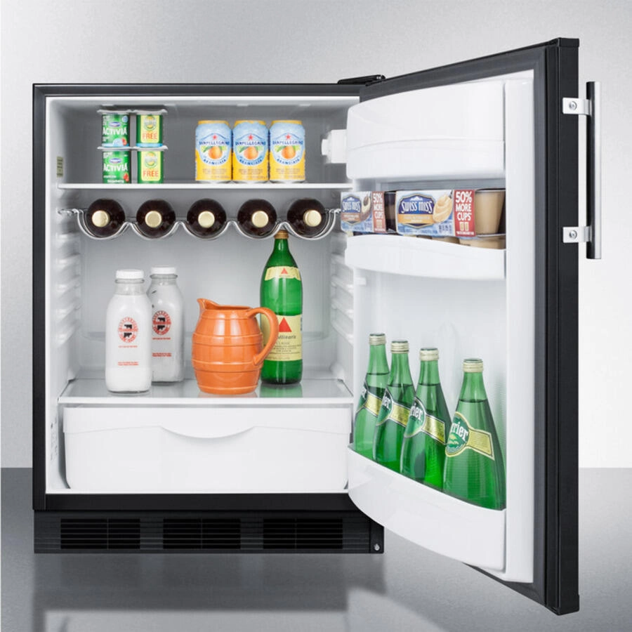 Summit FF63BADA Ada Compliant Freestanding All-Refrigerator For Residential Use, Auto Defrost With Black Exterior