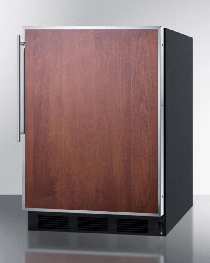 Summit FF63BBIFRADA Ada Compliant Built-In Undercounter All-Refrigerator For Residential Use, Auto Defrost With Stainless Steel Door Frame For Slide-In Panels And Black Cabinet