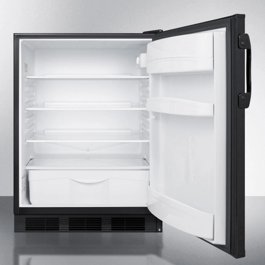 Summit FF6BBI Built-In Undercounter All-Refrigerator For General Purpose Use, With Automatic Defrost Operation And Black Exterior