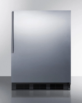 Summit FF6BBISSHV Built-In Undercounter All-Refrigerator For General Purpose Use W/Automatic Defrost, Stainless Steel Wrapped Door, Thin Handle, And Black Cabinet Undercounter Refrigerators 24 inch undercounter fridge for kitchen