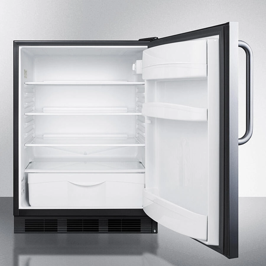 Summit FF6BK7CSSADA Ada Compliant Commercial All-Refrigerator For Built-In General Purpose Use, Auto Defrost With A Fully Wrapped Stainless Steel Exterior