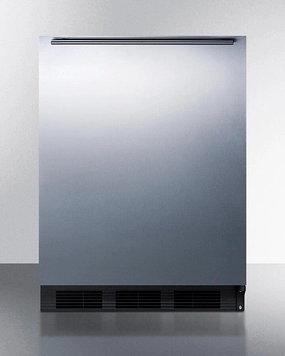 Summit FF6BKBI7SSHH Commercially Listed Built-In Undercounter All-Refrigerator For General Purpose Use, Autom Defrost W/Ss Wrapped Door, Horizontal Handle, And Black Cabinet Undercounter Refrigerators 24 inch undercounter fridge for kitchen