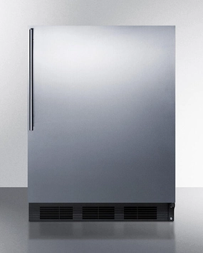 Summit FF6BKBI7SSHVADA Ada Compliant Commercial All-Refrigerator For Built-In General Purpose Use, Auto Defrost W/Stainless Steel Wrapped Door, Thin Handle, And Black Cabinet Undercounter Refrigerators 24 inch undercounter fridge for kitchen